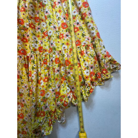 Arizona Jean Co. Womens Floral Midi Maxi Sundress XXL Yellow Asymmetrical Summer - Picture 11 of 16